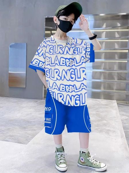 [XẢ KHO] Set THUN ÁO CHỮ quần túi hộp dễ thương cho bé trai BTB28145