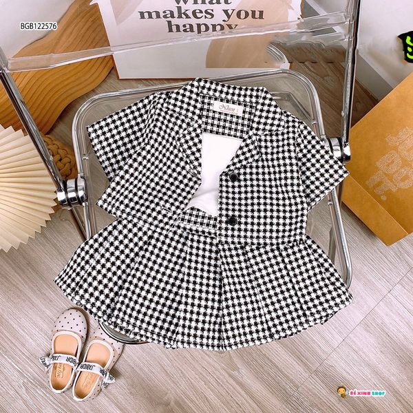 Set 3 áo váy caro dễ thương cho bé gái BGB122575