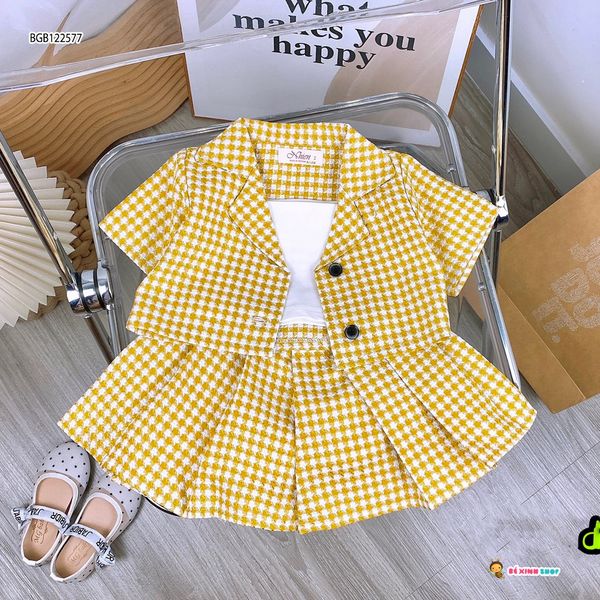 Set 3 áo váy caro dễ thương cho bé gái BGB122575