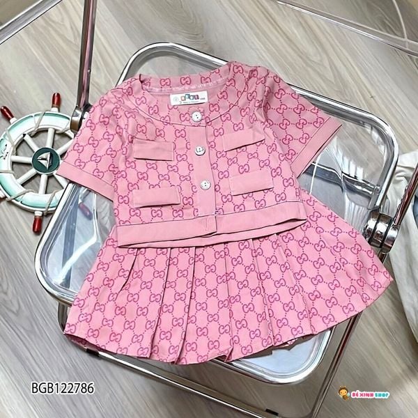 Set áo váy Gucc dễ thương cho bé gái BGB122785