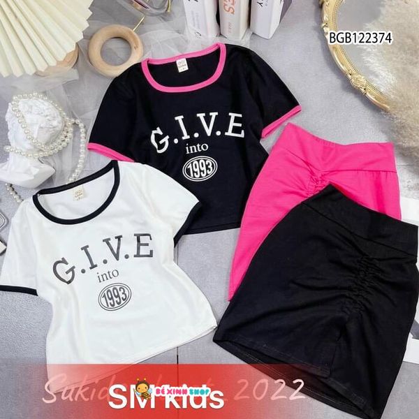 [XẢ KHO] Set áo váy rút dây GIVE dễ thương cho bé gái BGB122374