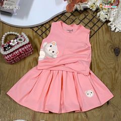 [XẢ KHO] Set áo xoán eo in gấu chân váy dễ thương cho bé gái