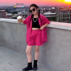 Set vest kèm áo thun croptop quần sort cho bé gái BXG1320