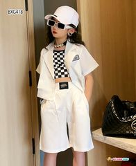 Set vest 3 món kèm áo caro dễ thương cho bé gái BXG417