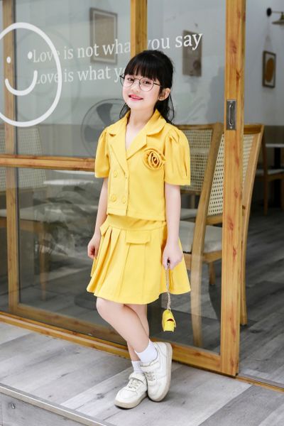 [XẢ KHO] Set vest đính hoa kèm chân váy dễ thương cho bé gái BGB123210