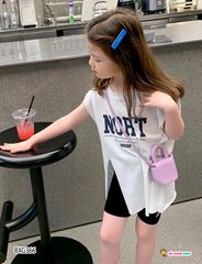 Set áo xẻ tà quần legging lửng NORT dễ thương cho bé gái BXG366