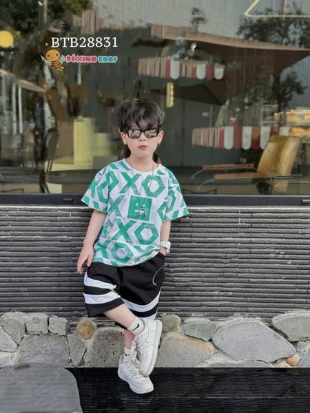 Set thun hiphop in XO toàn thân dễ thương cho bé trai BTB28830