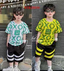 Set thun hiphop in XO toàn thân dễ thương cho bé trai BTB28830