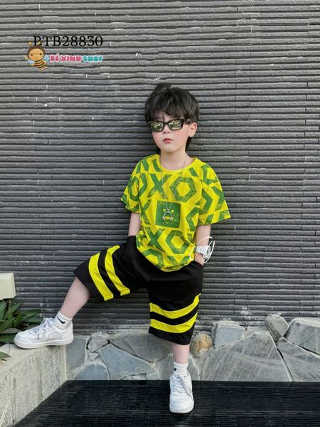 Set thun hiphop in XO toàn thân dễ thương cho bé trai BTB28830