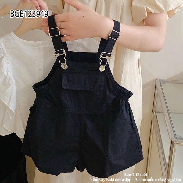 Set yếm kaki áo sơ mi dễ thương cho bé gái BGB123949