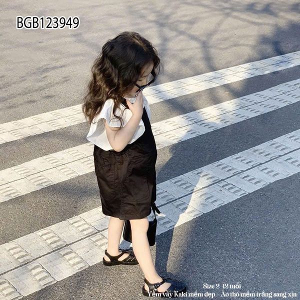 Set yếm kaki áo sơ mi dễ thương cho bé gái BGB123949