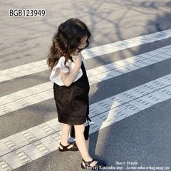 Set yếm kaki áo sơ mi dễ thương cho bé gái BGB123949