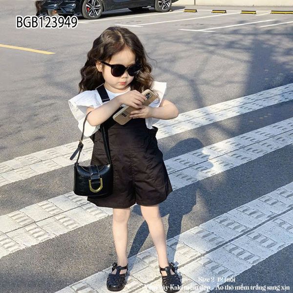 Set yếm kaki áo sơ mi dễ thương cho bé gái BGB123949