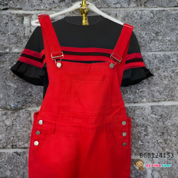 Set áo tay loe quần yếm kaki dễ thương cho bé gái đi chơi BGB124153