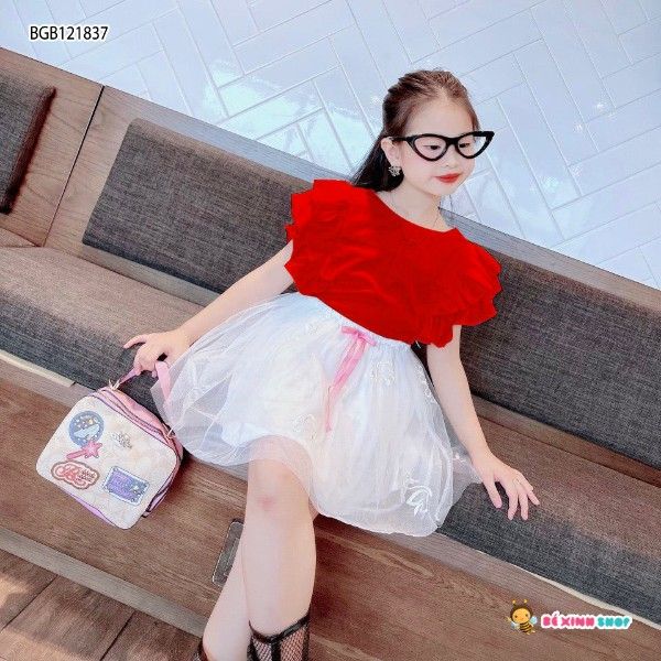[XẢ KHO] Set áo bèo kèm chân váy dễ thương cho bé gái BGB121837