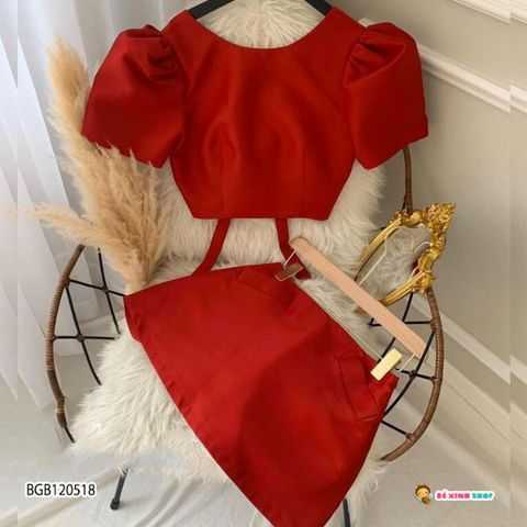 Set váy áo TAY PHỒNG khoét lưng dễ thương cho bé gái BGB120518