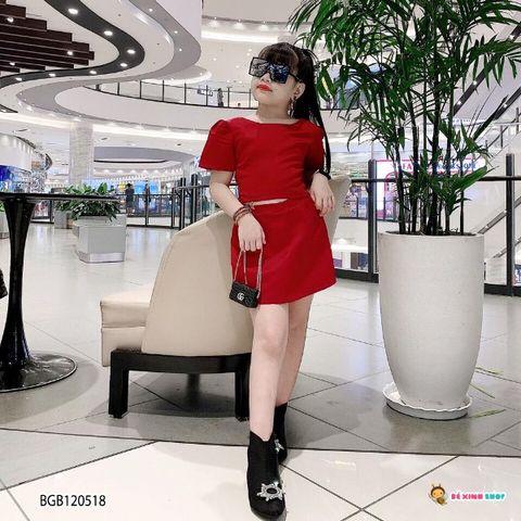 Set váy áo TAY PHỒNG khoét lưng dễ thương cho bé gái BGB120518