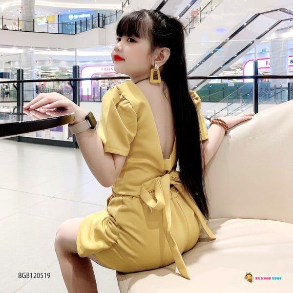 Set váy áo TAY PHỒNG khoét lưng dễ thương cho bé gái BGB120518