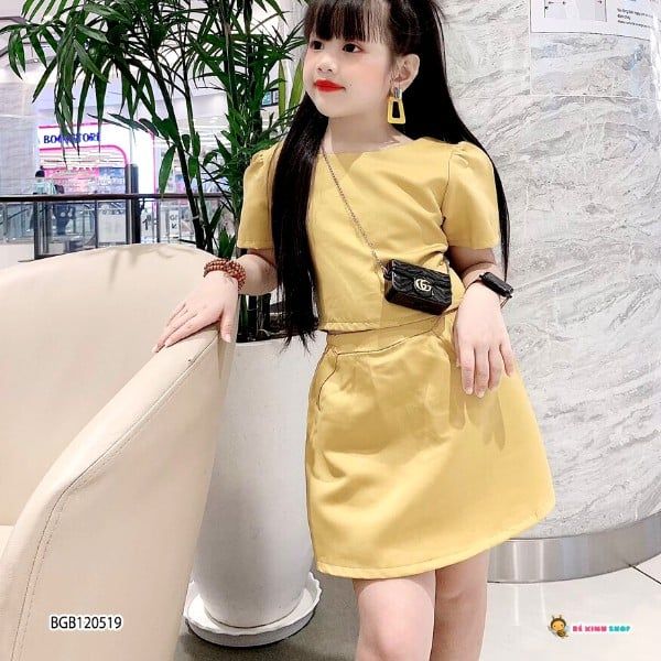 Set váy áo TAY PHỒNG khoét lưng dễ thương cho bé gái BGB120518