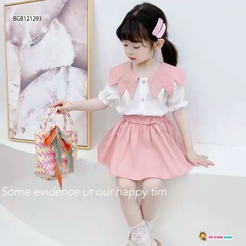 Set áo váy đũi thương cho bé gái BGB121292