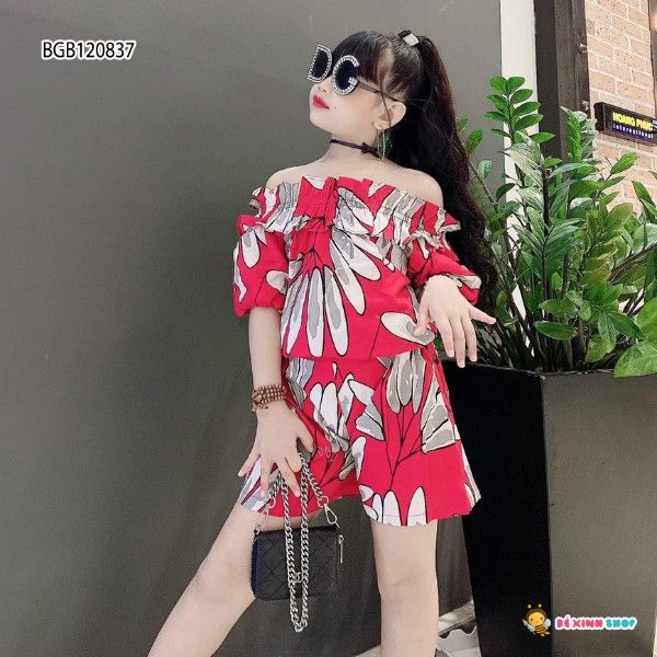 [XẢ KHO] Set bẹt vai họa tiết dừa dễ thương cho bé gái BGB120836