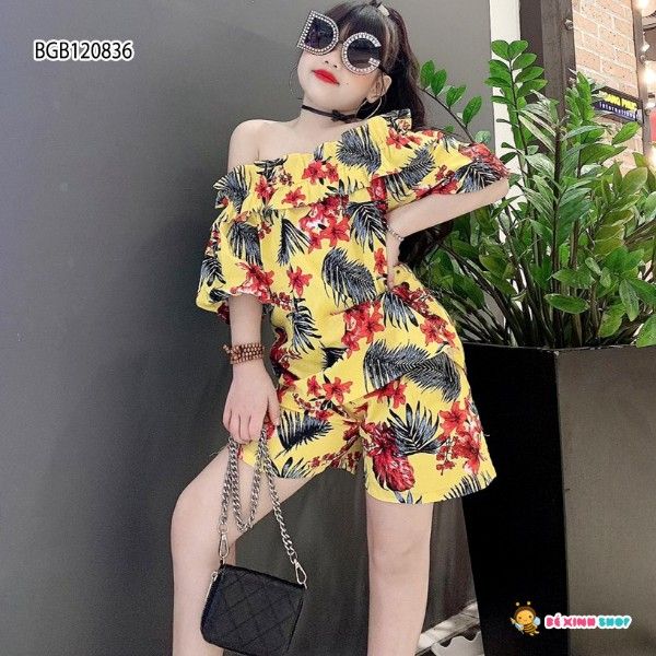 [XẢ KHO] Set bẹt vai họa tiết dừa dễ thương cho bé gái BGB120836