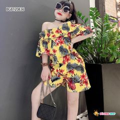 [XẢ KHO] Set bẹt vai họa tiết dừa dễ thương cho bé gái BGB120836