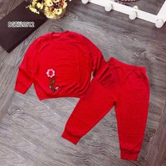 Bộ dài tay chấm bi thêu hoa dễ thương cho bé gái BGB120512