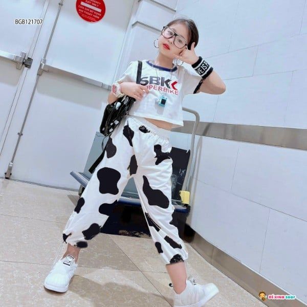 Set croptop bò sữa SBK dễ thương cho bé gái BGB121705