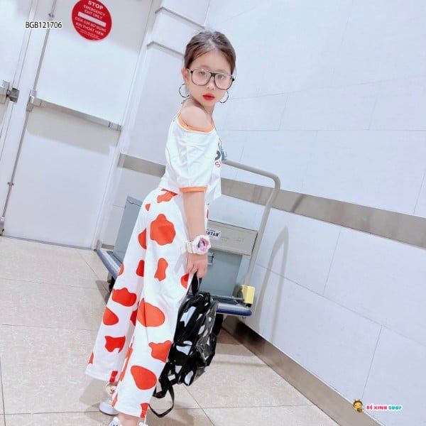 Set croptop bò sữa SBK dễ thương cho bé gái BGB121705