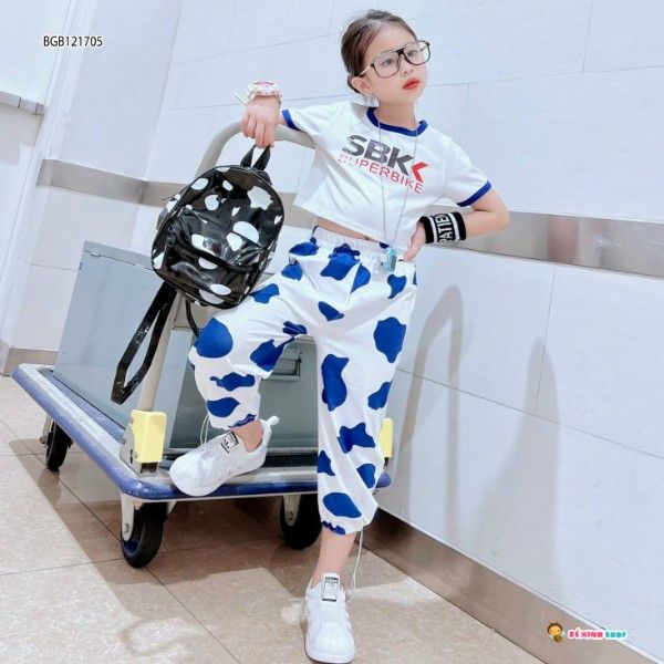 Set croptop bò sữa SBK dễ thương cho bé gái BGB121705