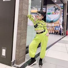 [XẢ KHO] Set áo croptop in chữ dài tay quần túi hộp dễ thương cho bé gái BGB120422