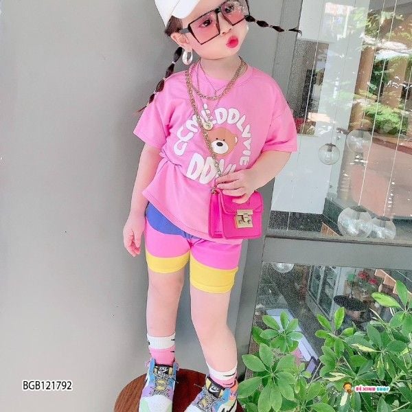 [XẢ KHO] Set gấu quần màu sắc dễ thương cho bé gái BGB121791