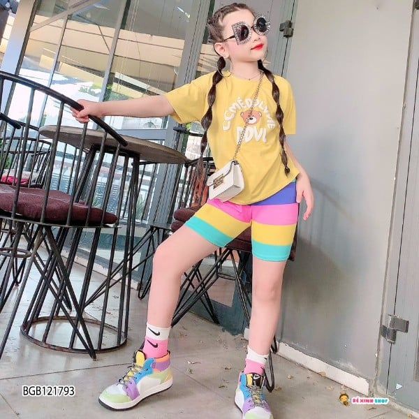 [XẢ KHO] Set gấu quần màu sắc dễ thương cho bé gái BGB121791