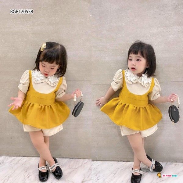 [XẢ KHO] Set ghi lê sort phối hoa dễ thương cho bé gái BGB120558