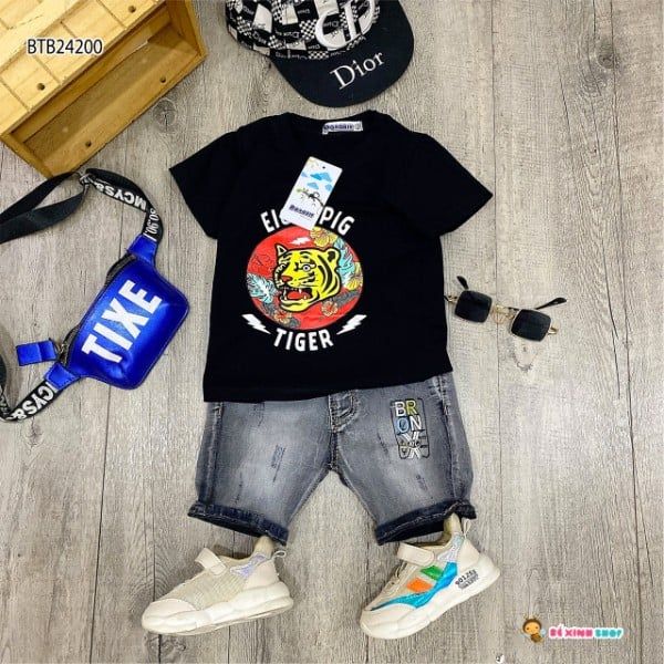 [XẢ KHO] Set jean cọp dễ thương cho bé trai BTB24198