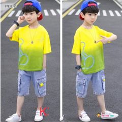 [XẢ KHO] Set jeans loang màu in gấu dễ thương cho bé trai BTB25385