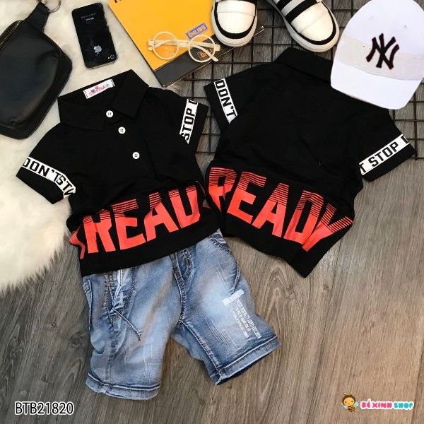 [XẢ KHO] Set jeans cổ trụ READY dễ thương cho bé trai BTB21818