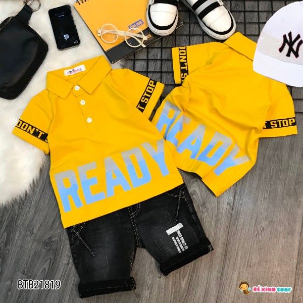 [XẢ KHO] Set jeans cổ trụ READY dễ thương cho bé trai BTB21818