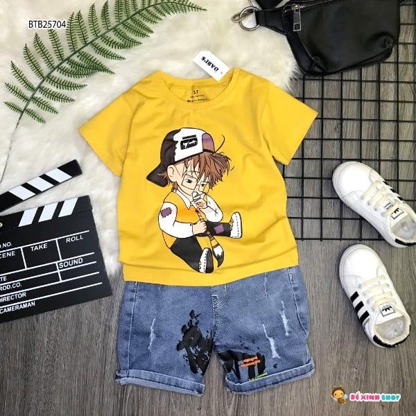 Set jeans chú bé dễ thương cho bé trai BTB25702