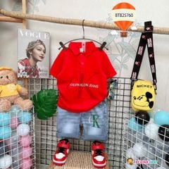 Set jean cổ trụ CK dễ thương cho bé trai BTB25760