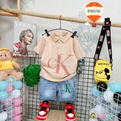 Set jean cổ trụ CK dễ thương cho bé trai BTB25760