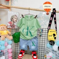 Set jean cổ trụ CK dễ thương cho bé trai BTB25760