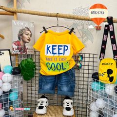 Set jeans chữ Keep dễ thương cho bé trai BTB25783
