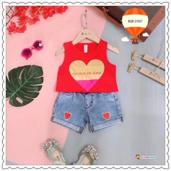 Set jeans in tim dễ thương cho bé gái BGB121056