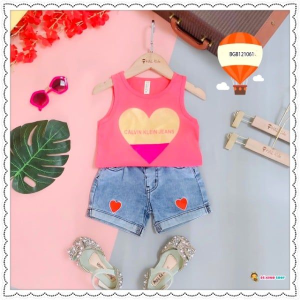Set jeans in tim dễ thương cho bé gái BGB121056