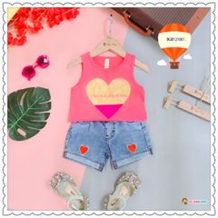 Set jeans in tim dễ thương cho bé gái BGB121056