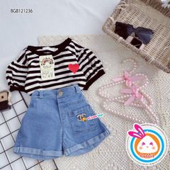 Set jean tim tay phồng dễ thương cho bé gái BGB121236