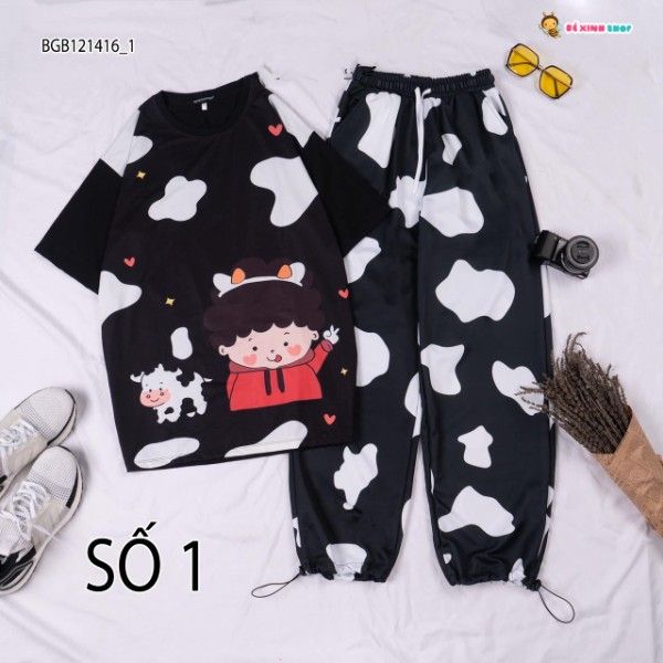 Bộ quần jogger bò sữa dễ thương cho bé gái BGB121416