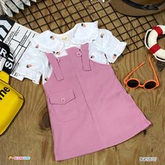 [XẢ KHO] Set áo họa tiết trái cây kèm yếm kaki dễ thương cho bé gái BGB120727